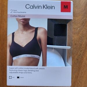 Calvin Klein Black and White Cotton Modal Bralette Duo. Med NWT